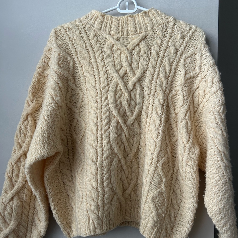 Hand Knit for The Limited - Vintage Cozy Cream Cable Knit Sweater